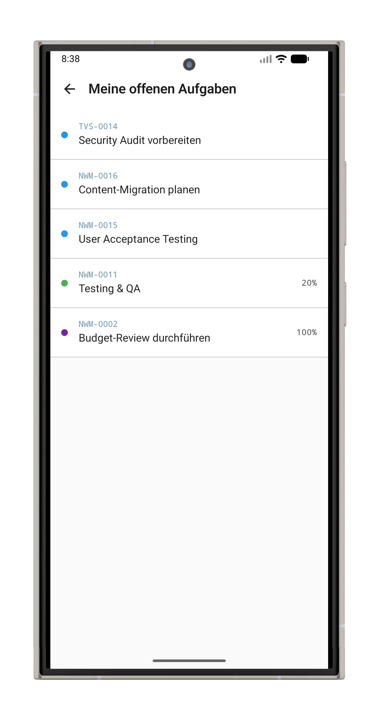 spiritflow Android, Meine Aufgaben