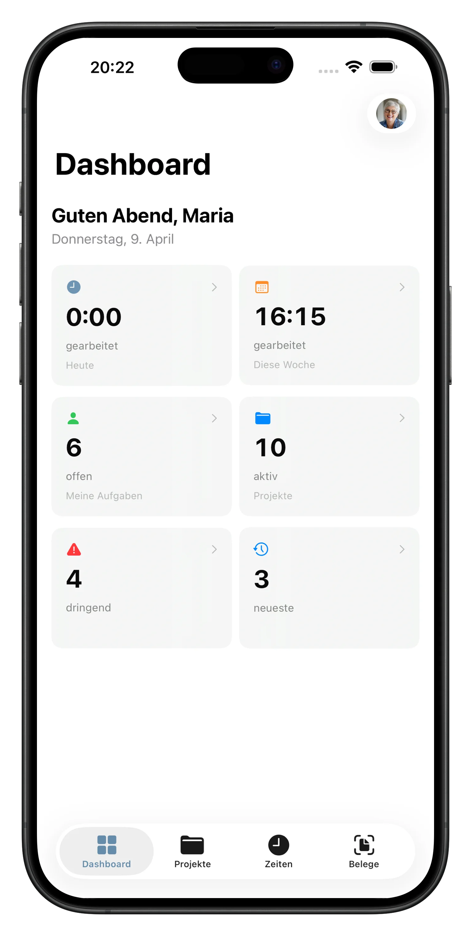 spiritflow iPhone, Dashboard