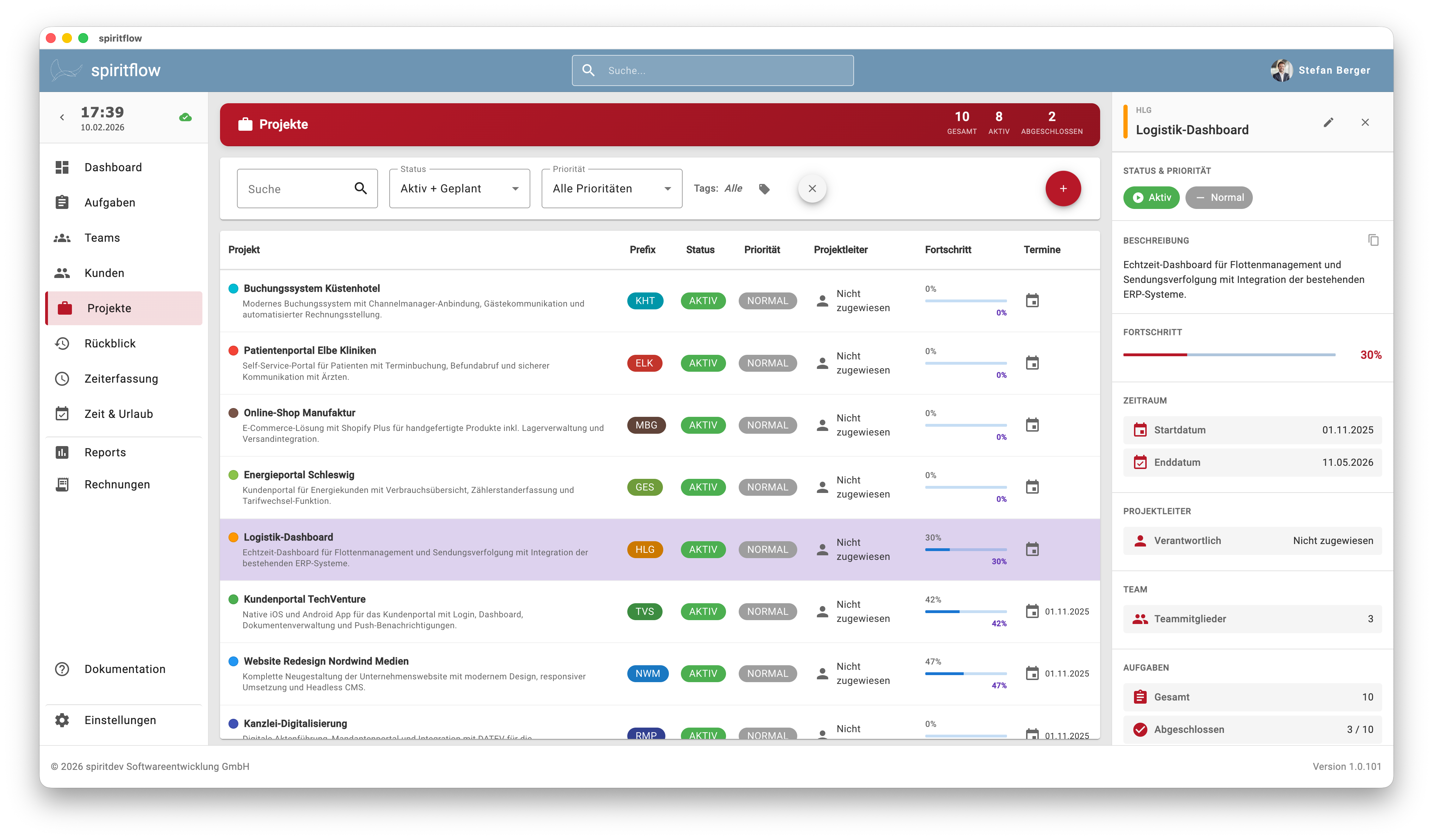 spiritflow Projekt-Übersicht