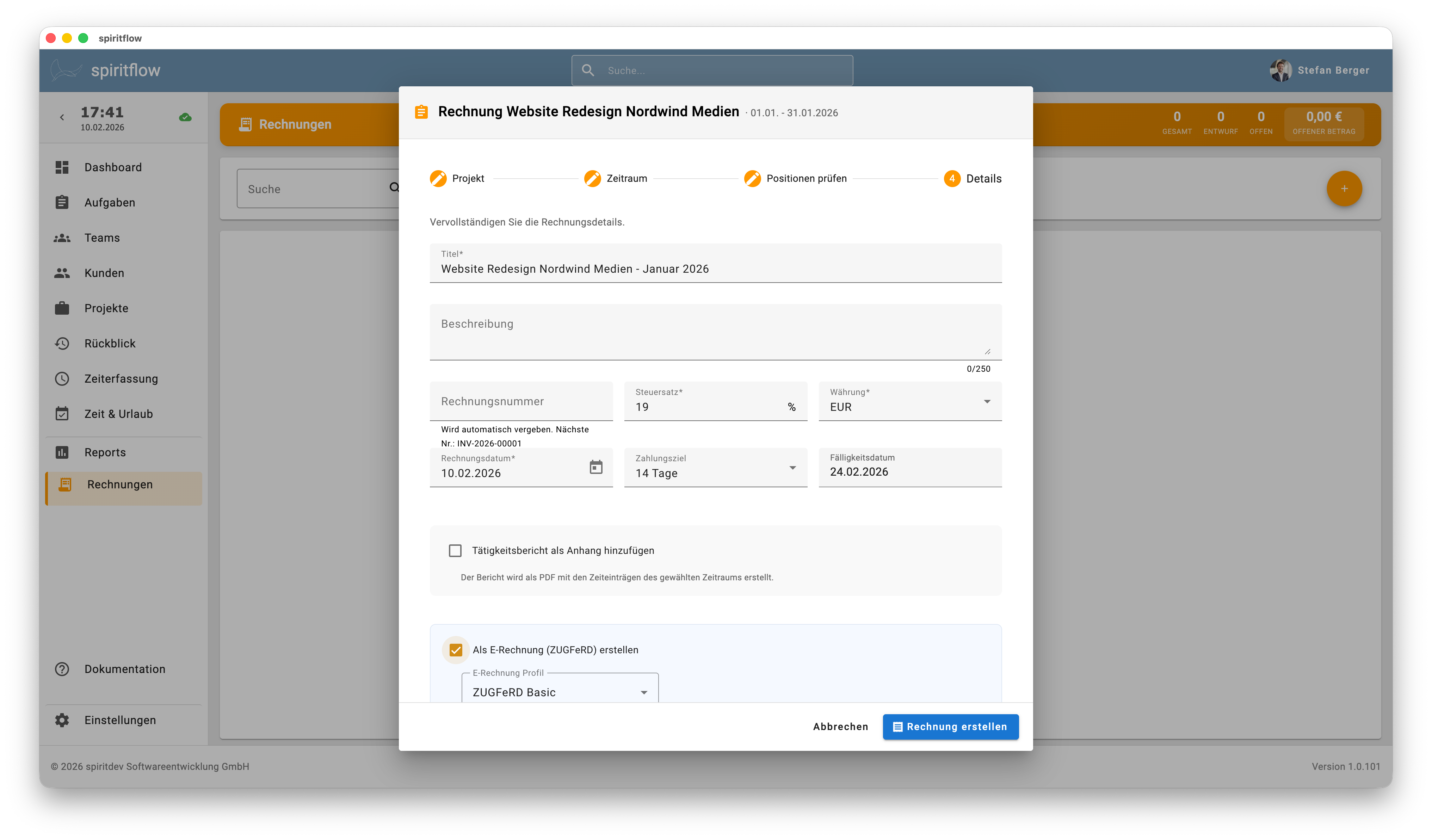 spiritflow Rechnungsmodul