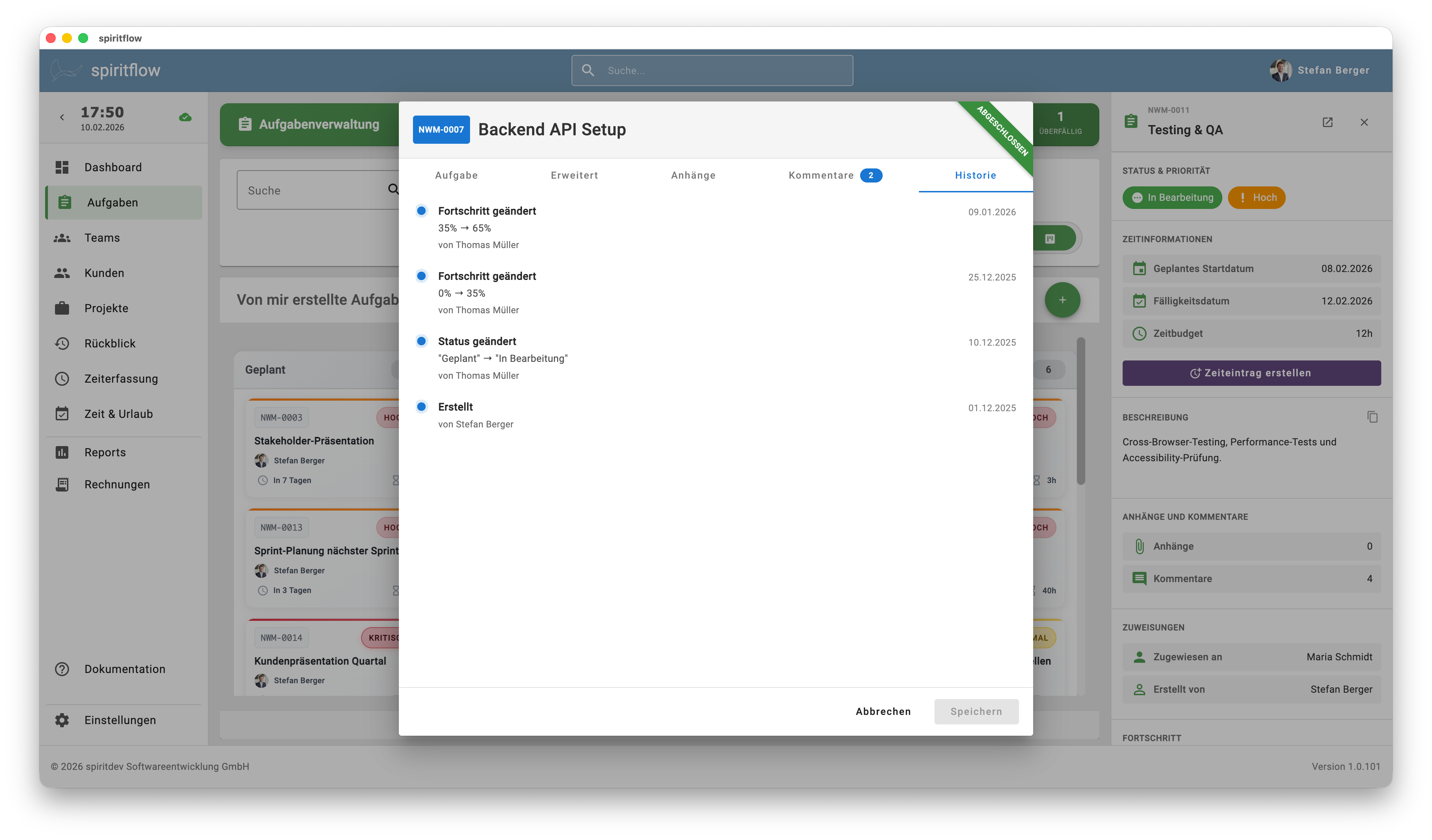 spiritflow Verlauf & Nachvollziehbarkeit